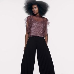 Zara brown sequin blouse